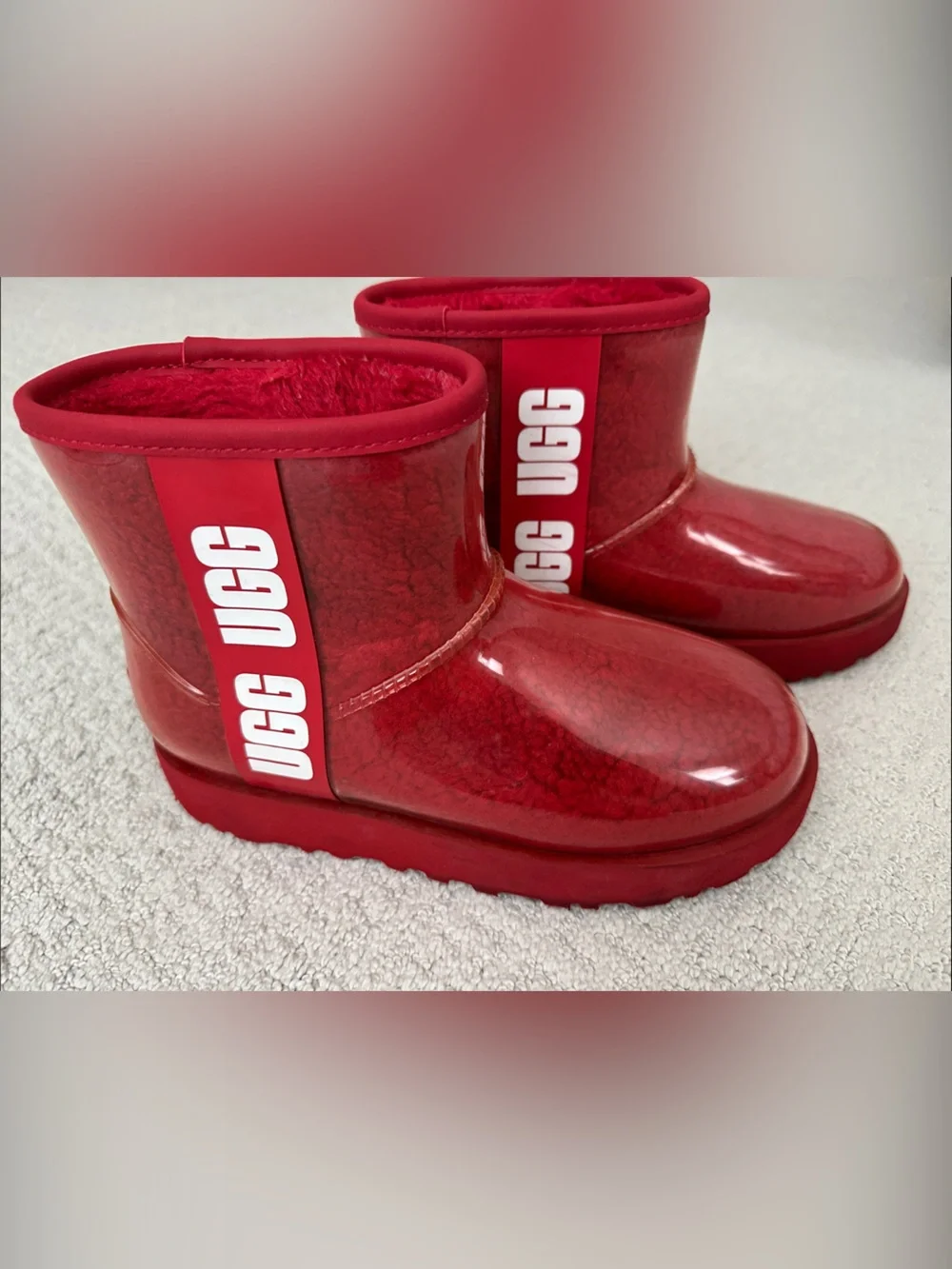 UGG Red Glossy Women’s/Kid’s Shearling Rain Boots